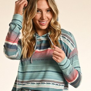 Turquoise and Rose Stripe Hoodie